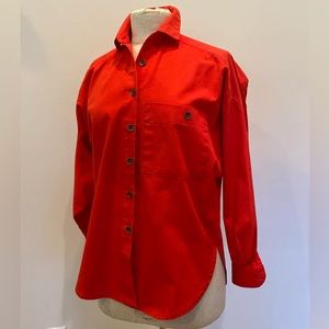 Bay Waters Vintage Red Button Down Shirt w Scallop Sides / Womens Size M